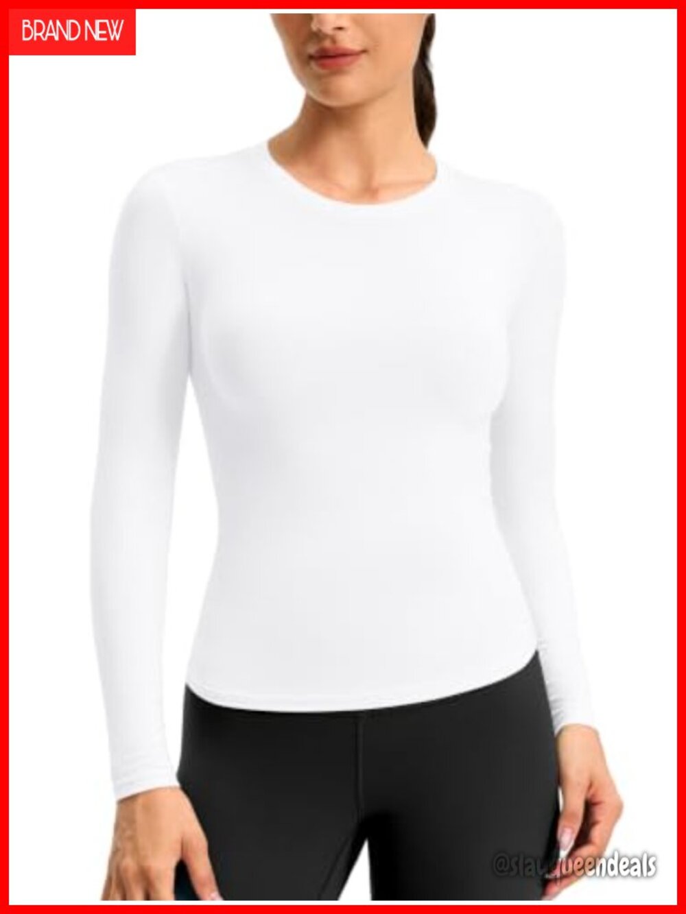 SANTINY Women's Lightweight Long Sleeve Fitted Workout Top Crew Neck